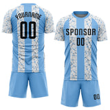 Custom Light Blue Black-White Sublimation Soccer Uniform Jersey