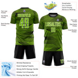 Custom Neon Green Black-White Line Sublimation Soccer Uniform Jersey