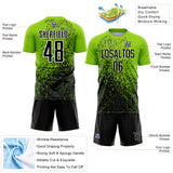 Custom Neon Green Black-White Abstract Fragment Art Sublimation Soccer Uniform Jersey