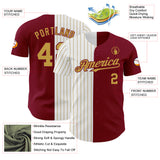 Custom Crimson White-Old Gold Pinstripe Authentic Split Fashion Baseball Jersey