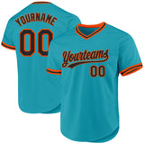 Custom Teal Black-Orange Authentic Throwback Baseball Jersey