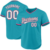 Custom Teal Black-Pink Authentic Throwback Baseball Jersey