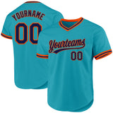 Custom Teal Navy-Orange Authentic Throwback Baseball Jersey