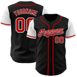 Custom Black Red-White Authentic Two Tone Baseball Jersey