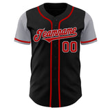 Custom Black Red-Gray Authentic Two Tone Baseball Jersey