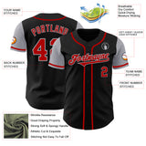 Custom Black Red-Gray Authentic Two Tone Baseball Jersey