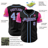 Custom Black Light Blue-Pink Authentic Two Tone Baseball Jersey