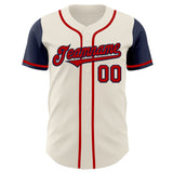 Custom Cream Red-Navy Authentic Two Tone Baseball Jersey
