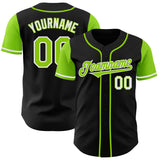 Custom Black Neon Green-White Authentic Two Tone Baseball Jersey