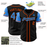 Custom Black Electric Blue-Orange Authentic Two Tone Baseball Jersey