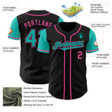 Custom Black Aqua-Pink Authentic Two Tone Baseball Jersey