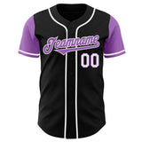 Custom Black Medium Purple-White Authentic Two Tone Baseball Jersey