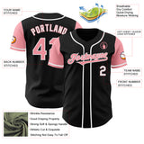 Custom Black Medium Pink-White Authentic Two Tone Baseball Jersey