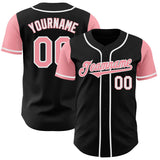 Custom Black Medium Pink-White Authentic Two Tone Baseball Jersey