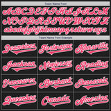 Custom Black Neon Pink-White Authentic Two Tone Baseball Jersey