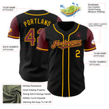 Custom Black Burgundy-Gold Authentic Two Tone Baseball Jersey