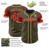 Custom Olive Red-Cream Authentic Two Tone Salute To Service Baseball Jersey