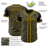 Custom Olive Black-Gold Authentic Two Tone Salute To Service Baseball Jersey