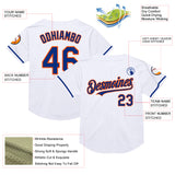 Custom White Royal-Orange Mesh Authentic Throwback Baseball Jersey