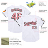 Custom White Medium Pink-Black Mesh Authentic Throwback Baseball Jersey