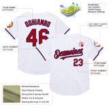 Custom White Red-Royal Mesh Authentic Throwback Baseball Jersey