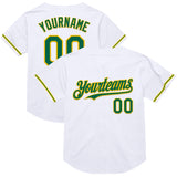 Custom White Kelly Green-Yellow Mesh Authentic Throwback Baseball Jersey