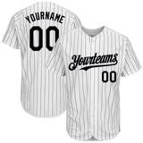 Custom White Black Pinstripe Gray Authentic Baseball Jersey