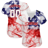 Custom White White-Red 3D American Flag Authentic Baseball Jersey