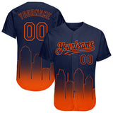 Custom Navy Orange 3D Houston City Edition Fade Fasion Authentic Baseball Jersey