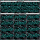 Custom Black Aqua 3D Pattern Design Slant Lines Authentic Baseball Jersey