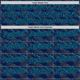 Custom Navy Teal 3D Pattern Design Slant Lines Authentic Baseball Jersey