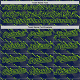 Custom Navy Neon Green 3D Pattern Design Slant Lines Authentic Baseball Jersey