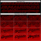 Custom Black Red 3D Pattern Design Gradient Square Shapes Authentic Baseball Jersey