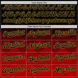 Custom Black Red-Old Gold 3D Pattern Design Gradient Square Shapes Authentic Baseball Jersey