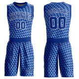 Custom Light Blue Royal-White Triangle Shapes Round Neck Sublimation Basketball Suit Jersey