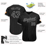 Custom Black White Pinstripe Black-White Authentic Baseball Jersey