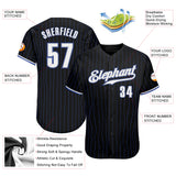 Custom Black Royal Pinstripe White-Gray Authentic Baseball Jersey