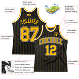 Custom Black Gold Pinstripe Gold-Black Authentic Basketball Jersey