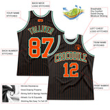 Custom Black Orange Pinstripe Orange-Kelly Green Authentic Basketball Jersey