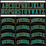 Custom Black Teal Pinstripe Teal-Gold Authentic Basketball Jersey