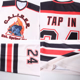 Custom Cream Black-Red Hockey Jersey