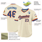 Custom Cream Blue-Orange Authentic Throwback Baseball Jersey