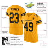 Custom Gold Black Mesh Authentic Football Jersey