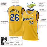 Custom Gold Royal-White Authentic Throwback Basketball Jersey