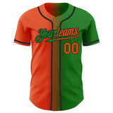 Custom Grass Green Orange-Black Authentic Gradient Fashion Baseball Jersey