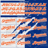 Custom Graffiti Pattern Orange-Royal 3D Scratch Authentic Baseball Jersey