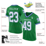 Custom Grass Green White-Royal Mesh Authentic Throwback Football Jersey