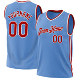 Custom Light Blue Red-White Authentic Throwback Basketball Jersey