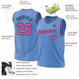 Custom Light Blue Pink-Black Authentic Throwback Basketball Jersey