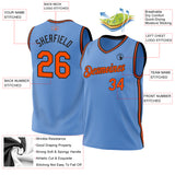 Custom Light Blue Orange-Black Authentic Throwback Basketball Jersey